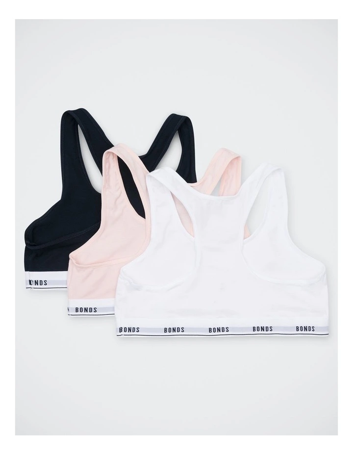 Girls Hipster Racerback Crop 3 Pack in Tea Party / Nu White / Nu Black image 2