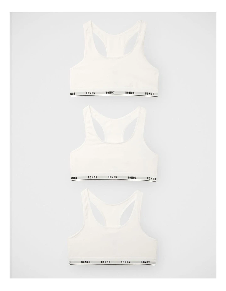 Girls Hipster Racerback Crop 3 Pack in White image 1