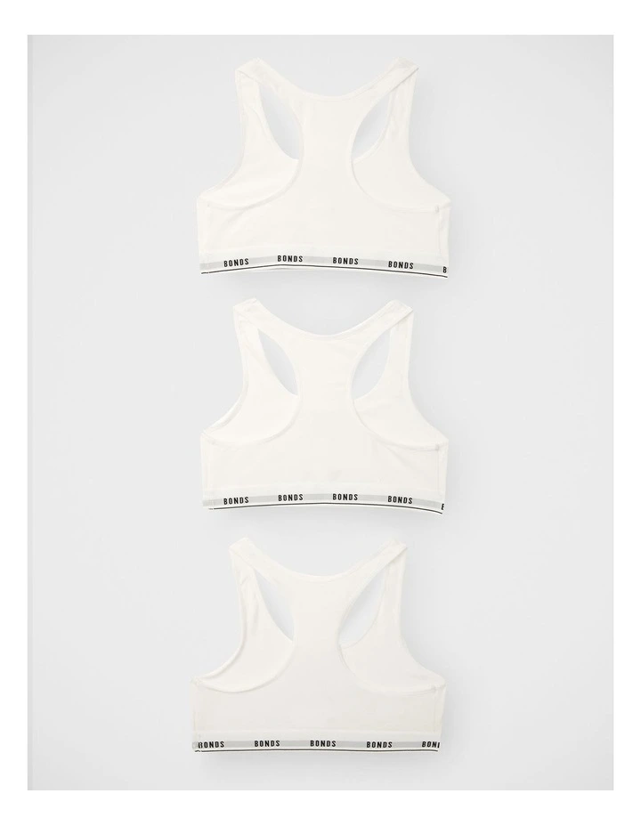 Girls Hipster Racerback Crop 3 Pack in White image 2