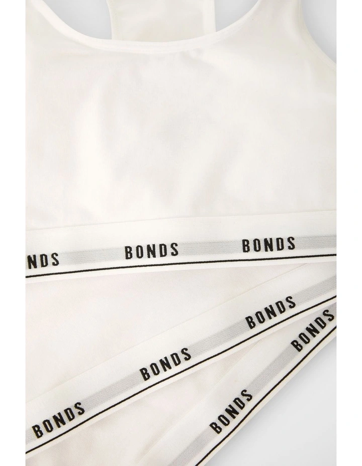 Girls Hipster Racerback Crop 3 Pack in White image 3