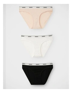 Girls Hipster Bikini 3 Pack in Tea Party / Nu White / Nu Black