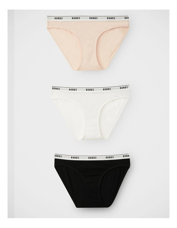 Girls Hipster Bikini 3 Pack in Tea Party / Nu White / Nu Black image 1