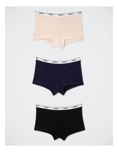 Girls Hipster Shortie 3 Pack in Tea Party / Black Sea / Nu Black