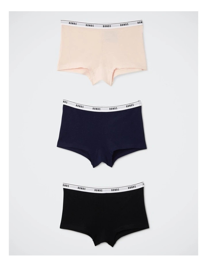 Girls Hipster Shortie 3 Pack in Tea Party / Black Sea / Nu Black image 1