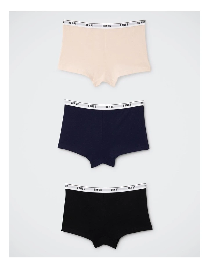 Girls Hipster Shortie 3 Pack in Tea Party / Black Sea / Nu Black image 2