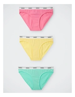 Girls Hipster Bikini 3 Pack in Shook / Honeymoon / Isla Blue
