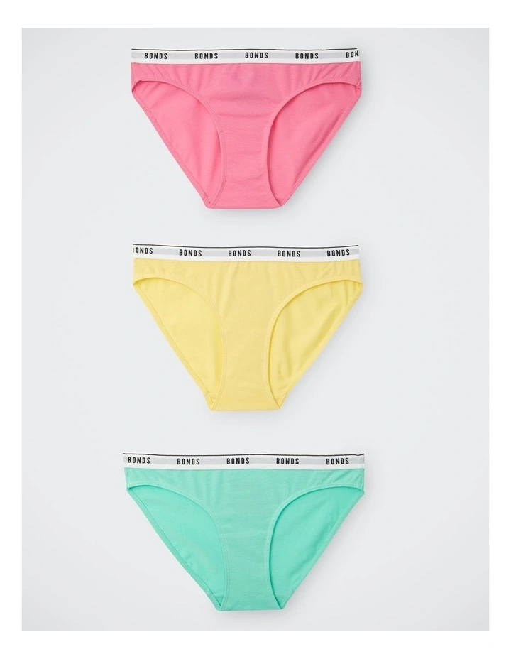 Girls Hipster Bikini 3 Pack in Shook / Honeymoon / Isla Blue image 1