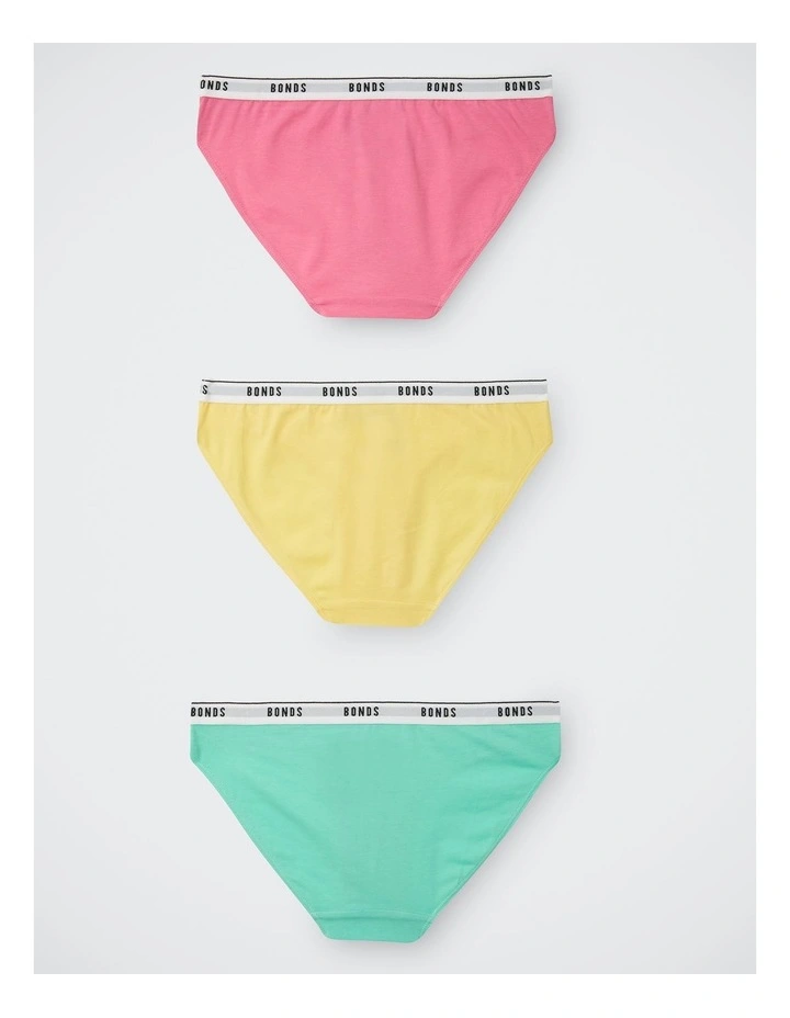 Girls Hipster Bikini 3 Pack in Shook / Honeymoon / Isla Blue image 2