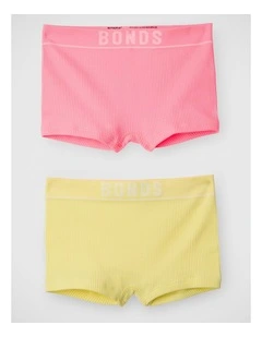 Girls Retro Rib Shortie 2 Pack in Pack Jtk