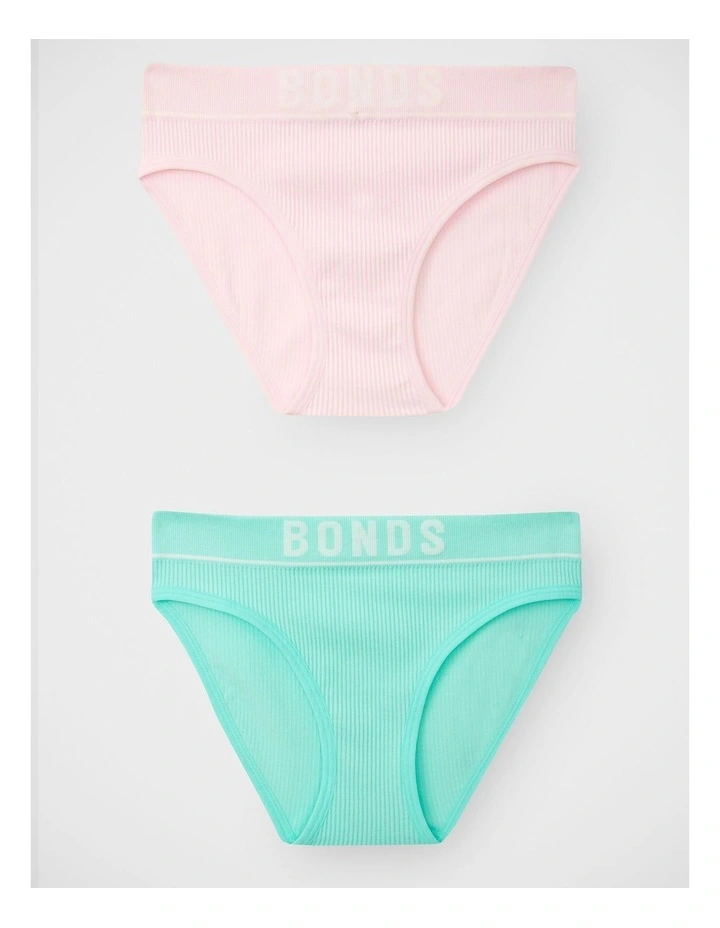 Girls Retro Rib Bikini 2 Pack in Pack Jti image 1