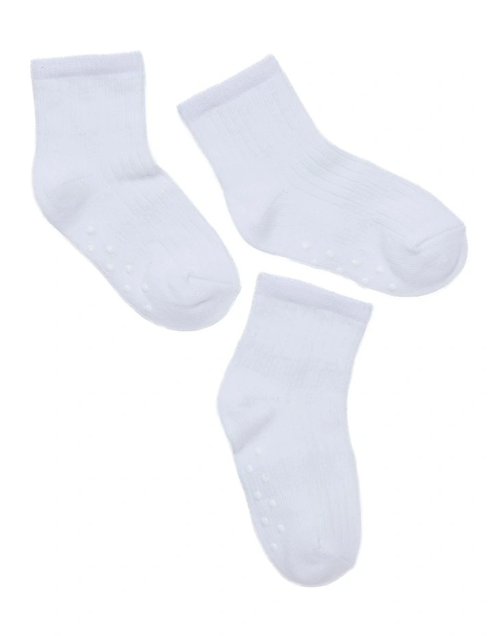 Infants Rib Crew Socks 3 Pack in White image 1