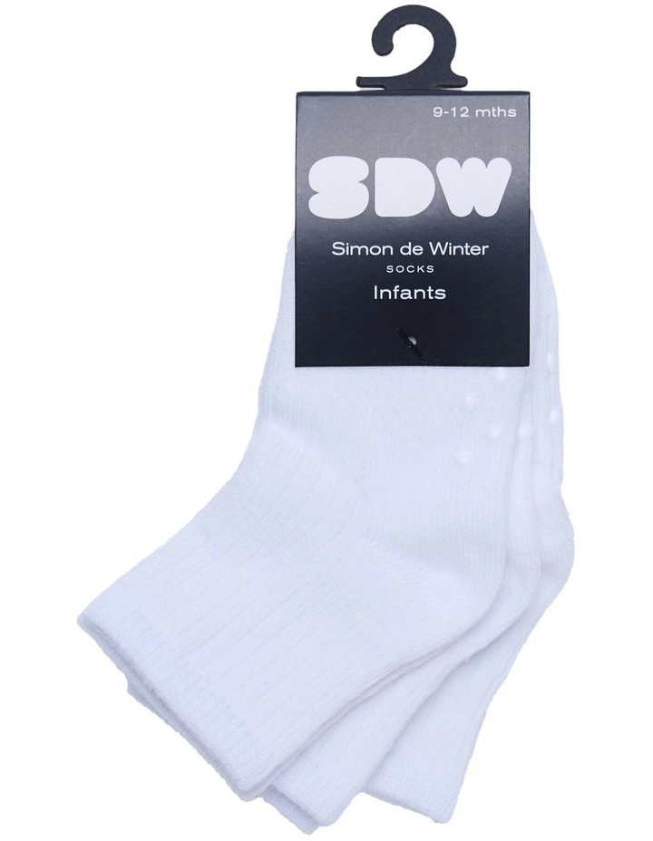 Infants Rib Crew Socks 3 Pack in White image 2
