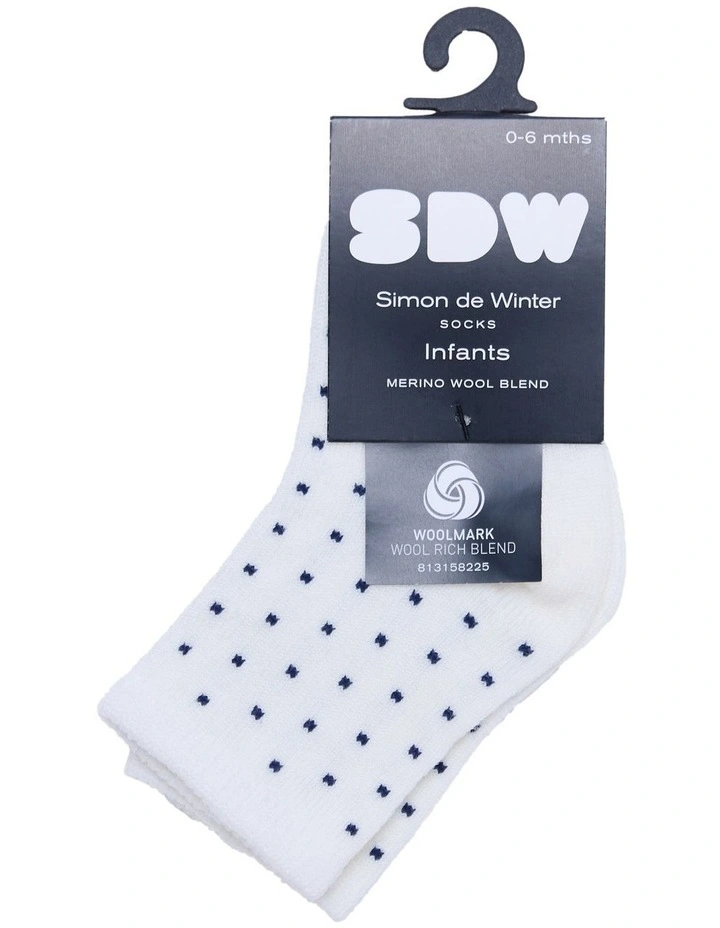 Infants Merino Wool Crew Socks in Cream image 2
