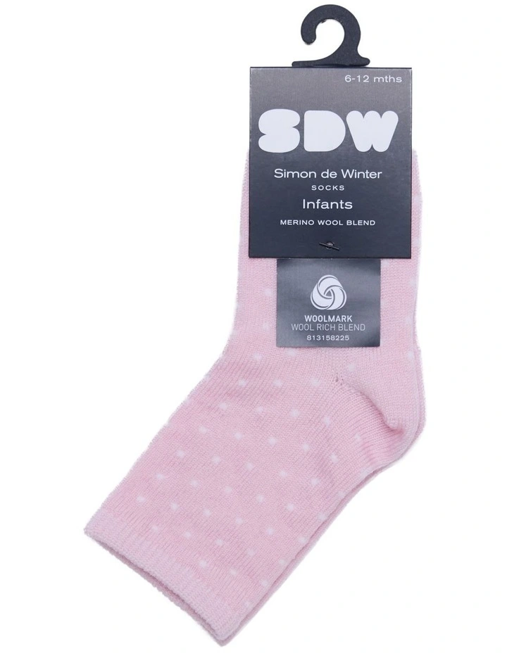 Merino Wool Crew Socks in Pink image 2