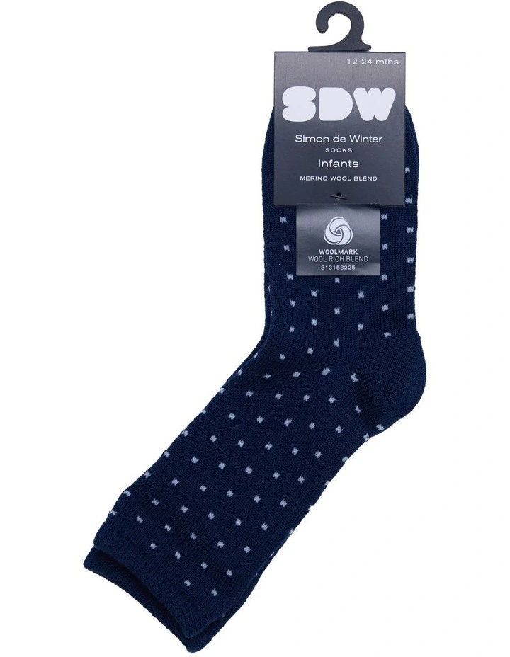 Merino Wool Crew Socks in Navy image 2
