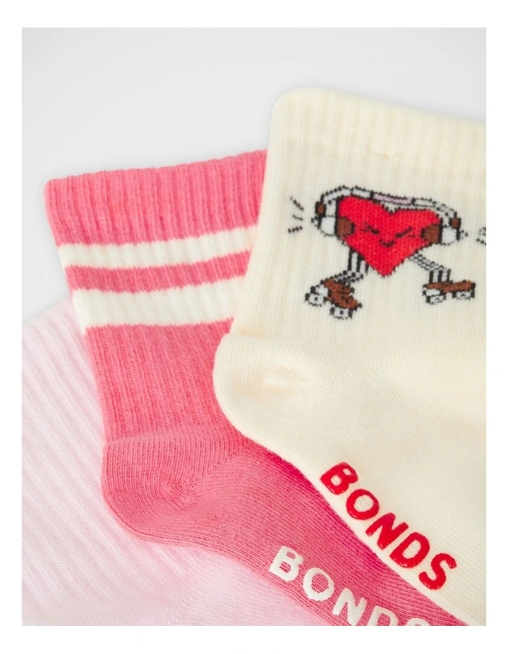 Baby Pattern Rib Crew Sock 3 Pack in Heart Beats image 4