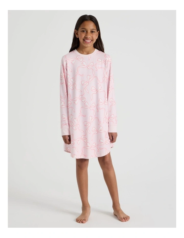 Cosy Knit Bows Nightie in Pale Pink image 1