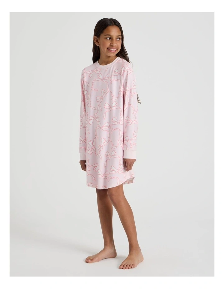 Cosy Knit Bows Nightie in Pale Pink image 2