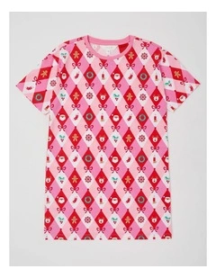 Matching Xmas Argyle Nightie Nightie in Pink