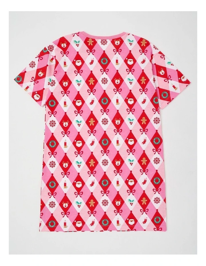 Matching Xmas Argyle Nightie Nightie in Pink image 3