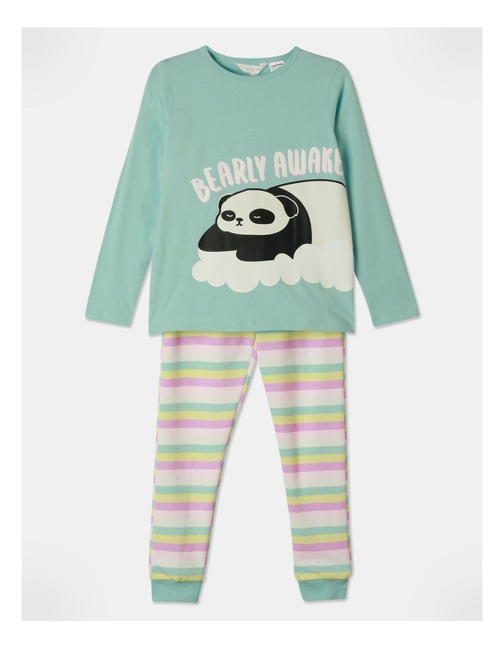 Essential Bearly Awake Panda Pyjama Set in Turquoise