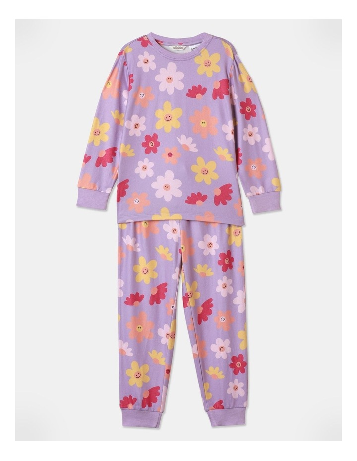 Smiley Flowers Pyjama Set in Grape
