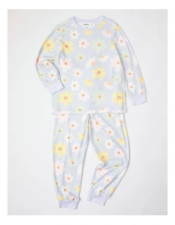 Smiley Flowers Cosy Knit Pyjamas in Blue