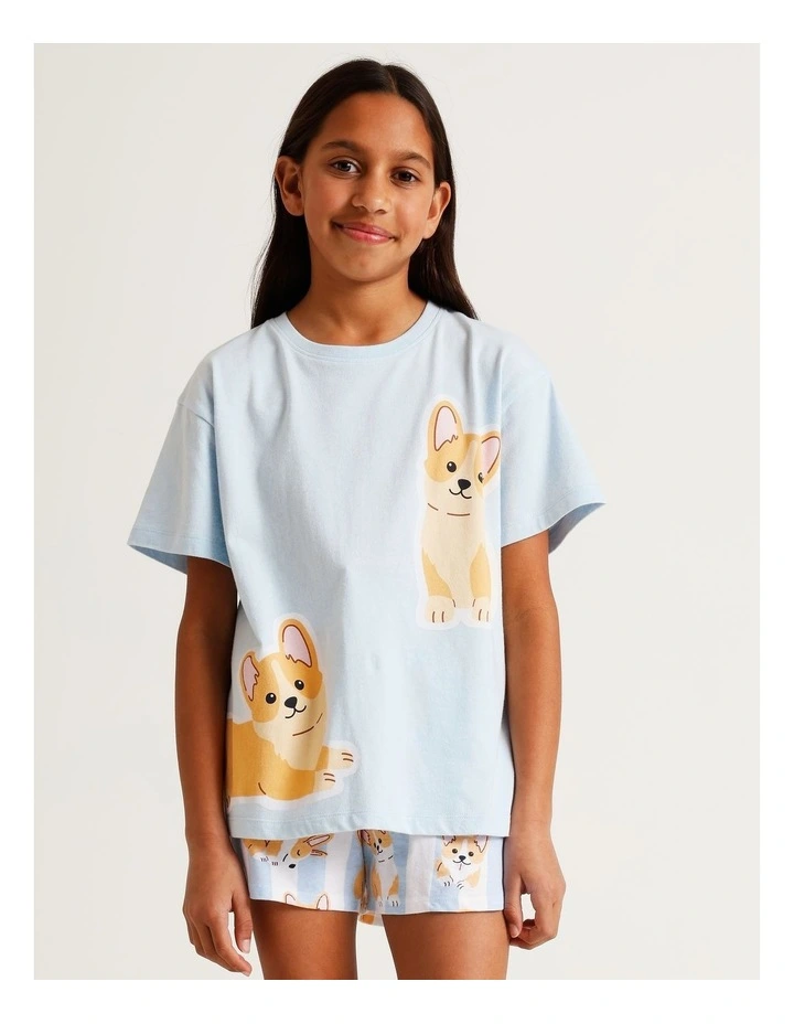 Corgi Pyjama Set in Light Blue image 1