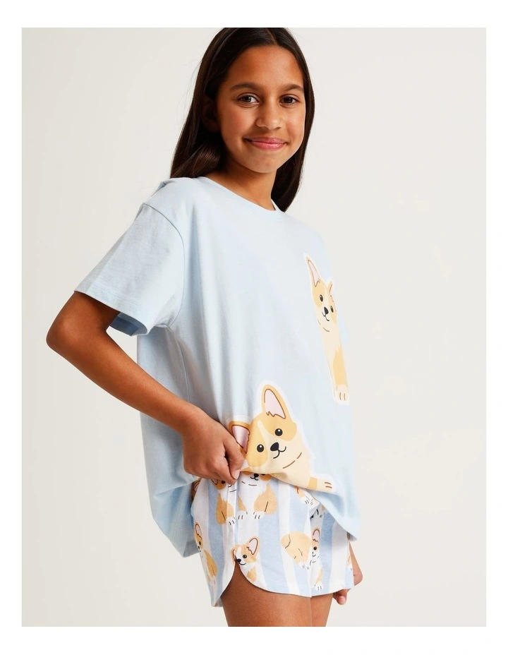 Corgi Pyjama Set in Light Blue image 3