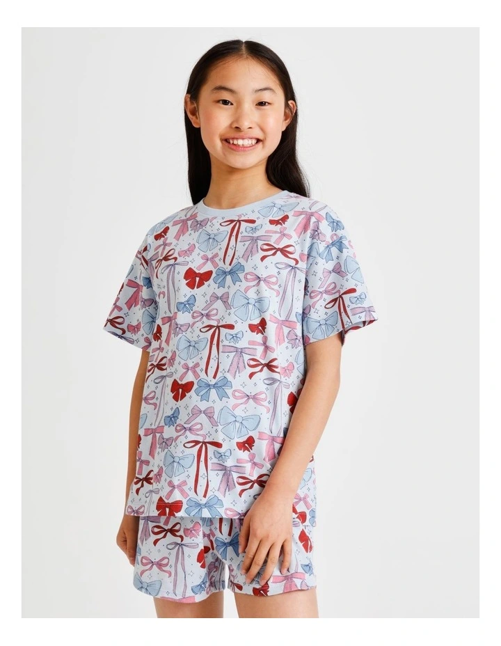 Bow Tied Pyjama Set In Multi image 3