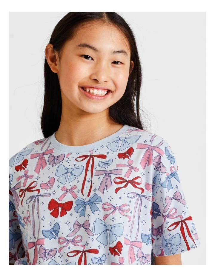 Bow Tied Pyjama Set In Multi image 5