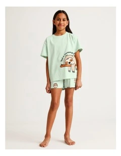 Sloth Nap Pyjama Set In Mint
