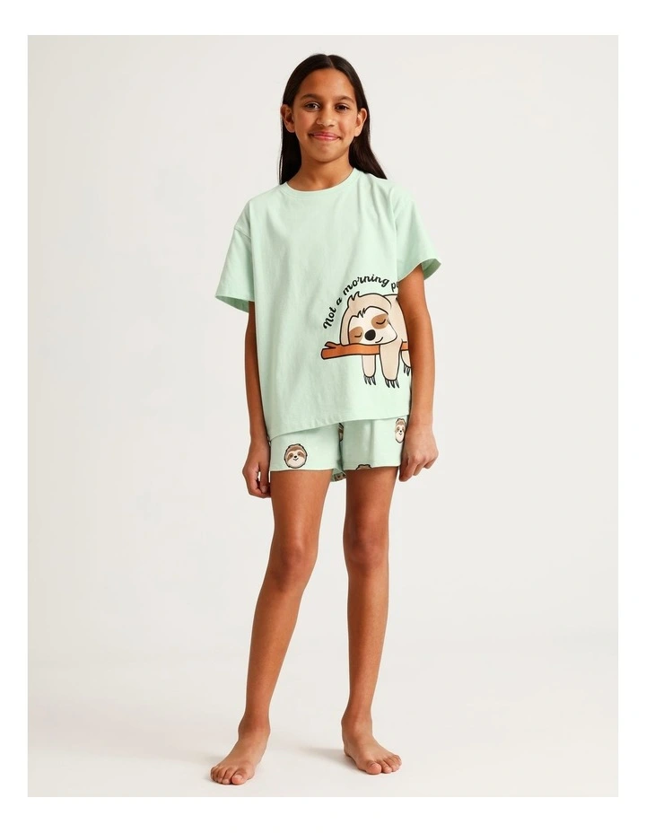 Sloth Nap Pyjama Set In Mint image 1