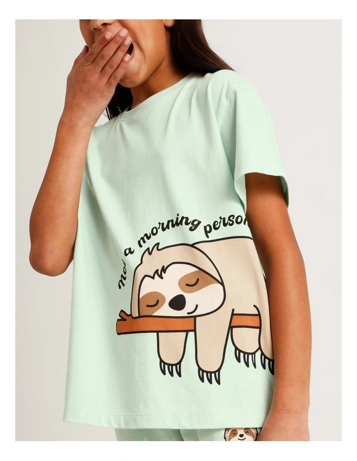 Sloth Nap Pyjama Set In Mint image 2