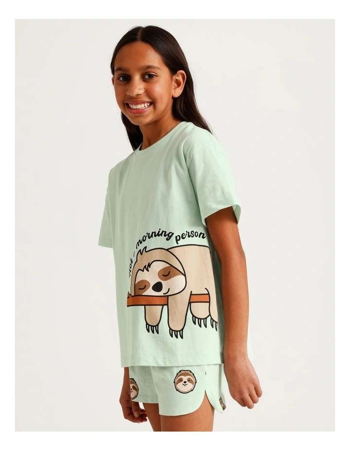 Sloth Nap Pyjama Set In Mint image 3
