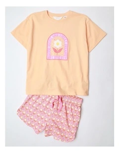 Garden Bloom Dreams Family Print Pyjama Set In Peach