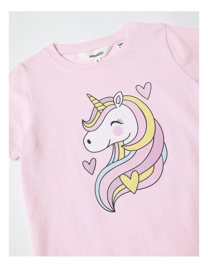 Unicorn Dreams Pyjama Set in Baby Pink image 2