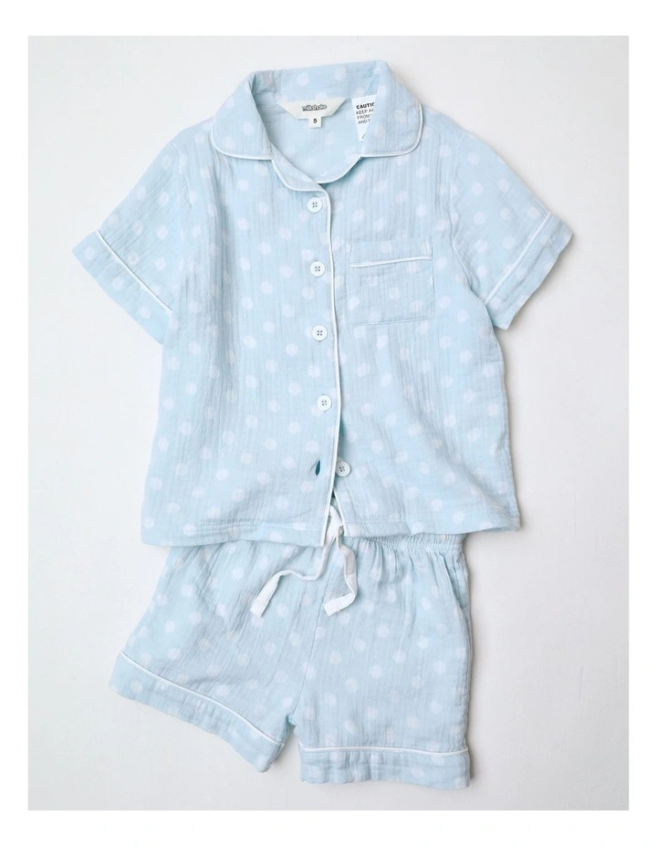Polka Dot Cheese Cloth Pyjama Set in Light Blue image 1
