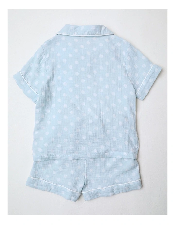 Polka Dot Cheese Cloth Pyjama Set in Light Blue image 3