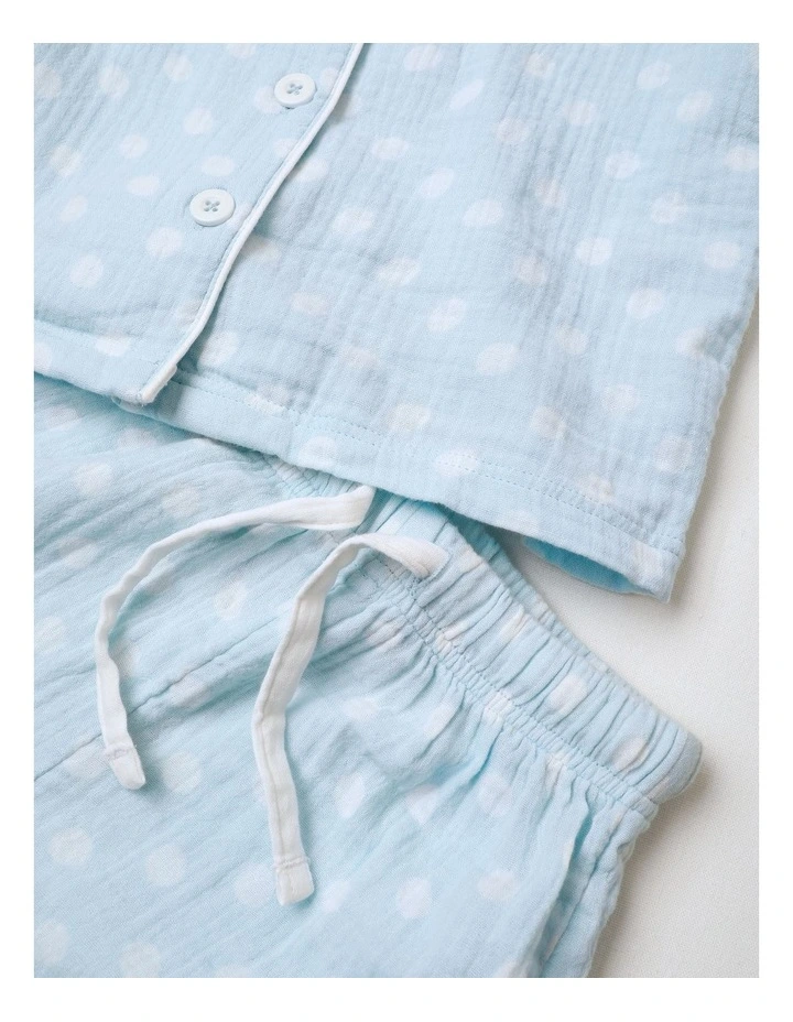 Polka Dot Cheese Cloth Pyjama Set in Light Blue image 5