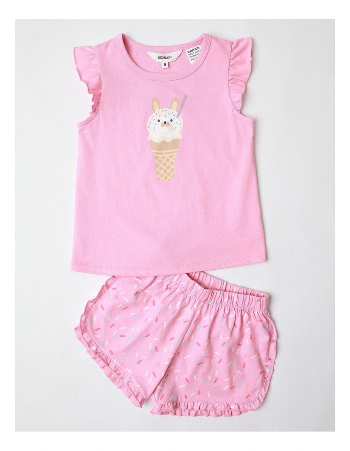 Icecream Flutter Sleeve Knit Pyjamas in Pink image 1