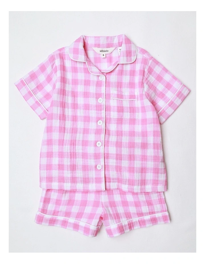 Gingham Cheesecloth Pyjamas in Pink image 1