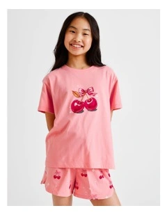 Cherry Knit Pyjamas in Tulip