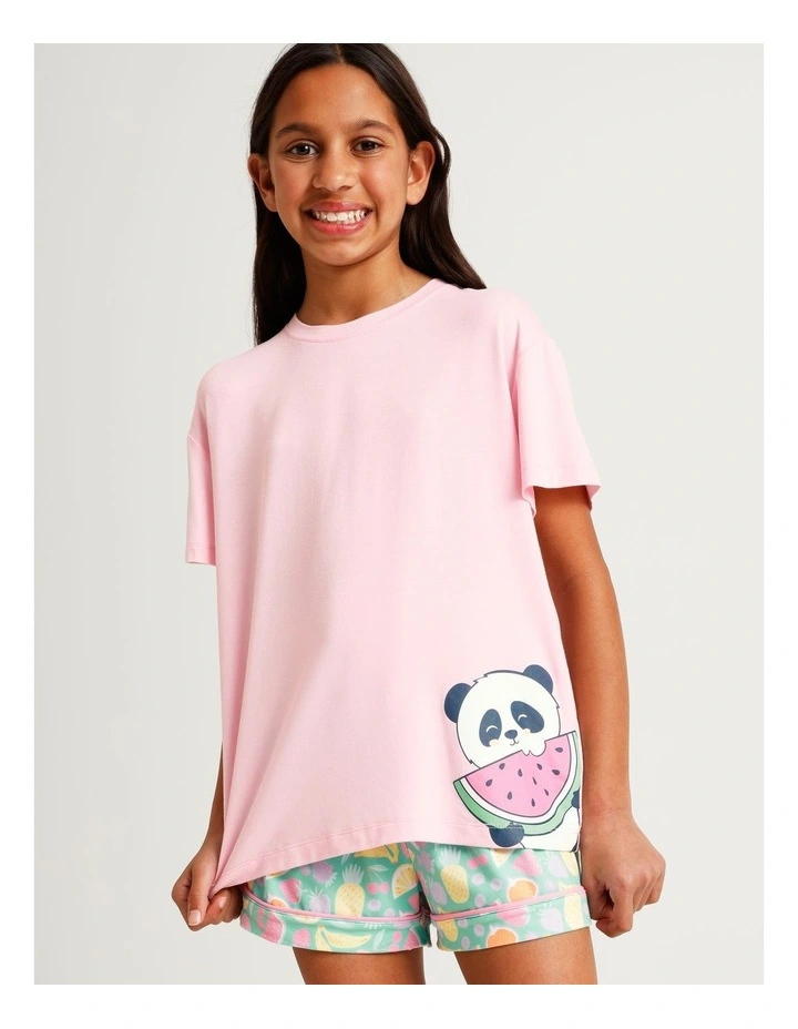 Panda Fruit Salad Family Print Knit Pyjamas in Multi image 2
