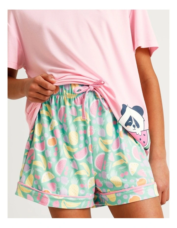 Panda Fruit Salad Family Print Knit Pyjamas in Multi image 4