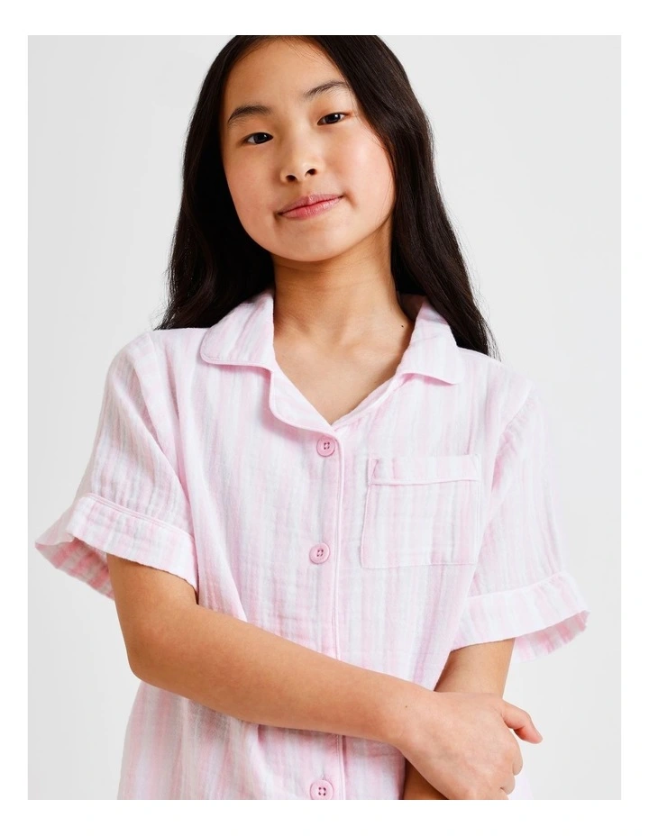 Stripe Cheesecloth Pyjamas in Pink image 2