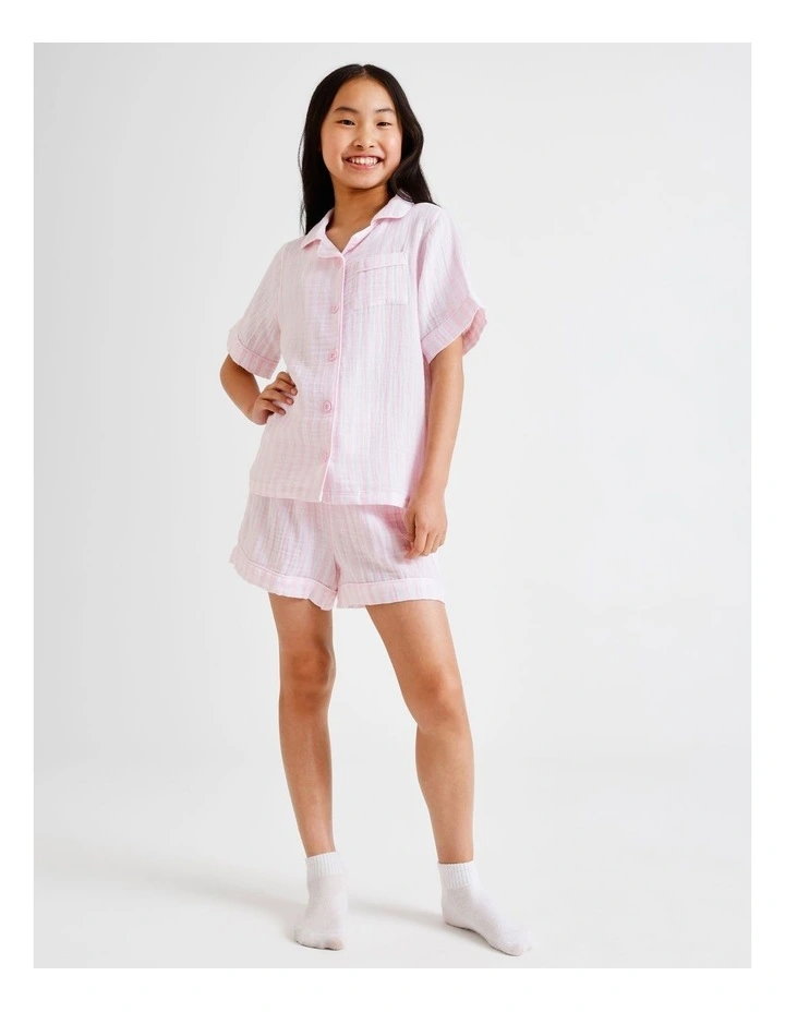 Stripe Cheesecloth Pyjamas in Pink image 3