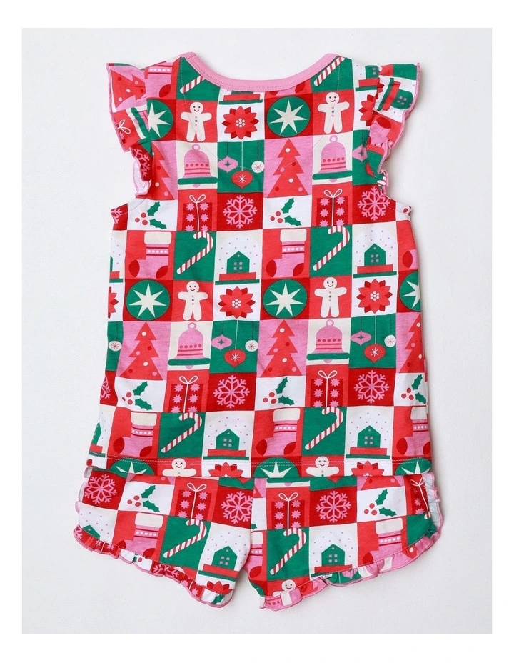 Xmas Wrapping Paper Family Matching Print Knit Pyjamas in Multi image 3