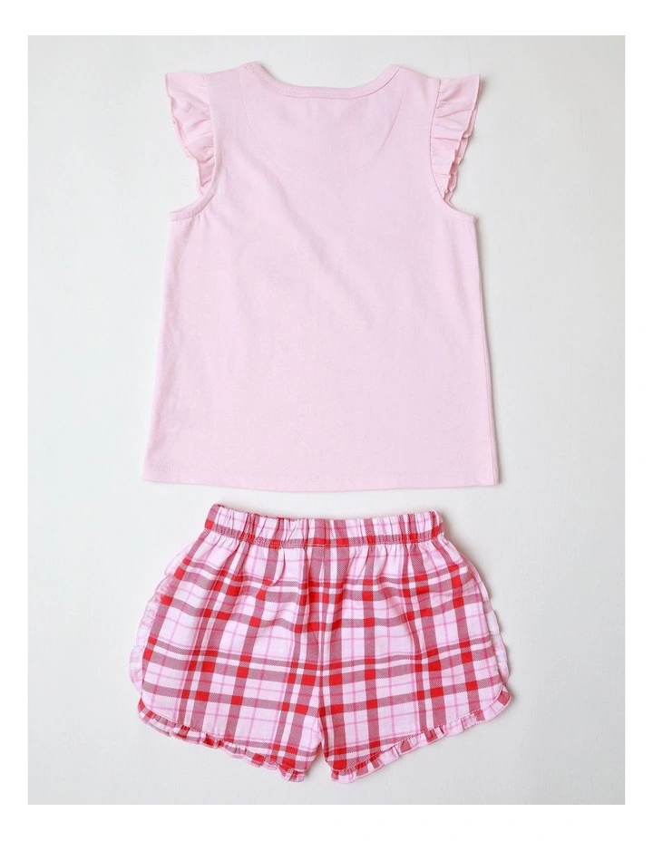 Santa Sleigh Xmas Flutter Sleeve Knit Pyjamas in Baby Pink image 3