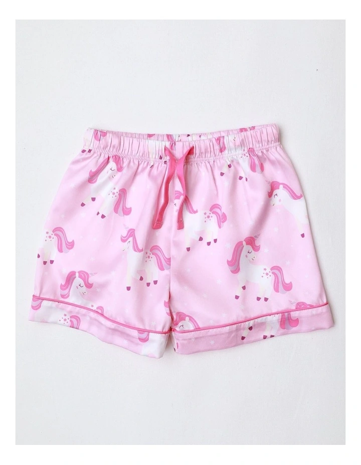 Unicorn Printed Satin Pyjamas in Light Pink image 4